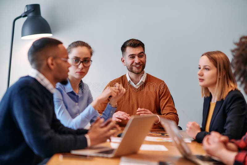 Diverse team engaging in discussions
