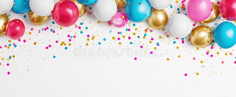 The vibrant array of balloons and confetti for festive celebrations.. image stock photography.