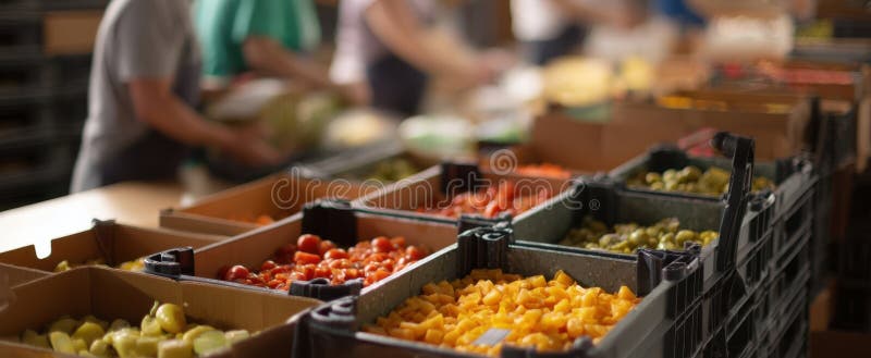 The vibrant array of fresh produce in a bustling marketplace preparation area.. image stock photography.