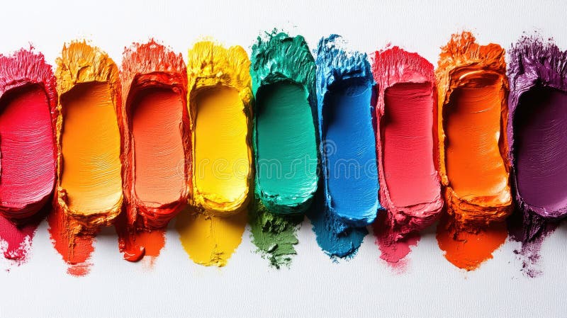 Vibrant Array of Paint in Various Colors Arranged in a Horizontal Line royalty free stock photo