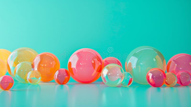 Sfere colorate transparente pe fond de apă vector illustration