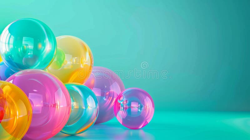 Sfere colorate transparente pe fond de apă royalty free illustration