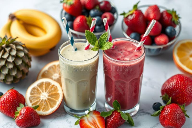 Delicious and Colorful Fruit Smoothies vector illustration