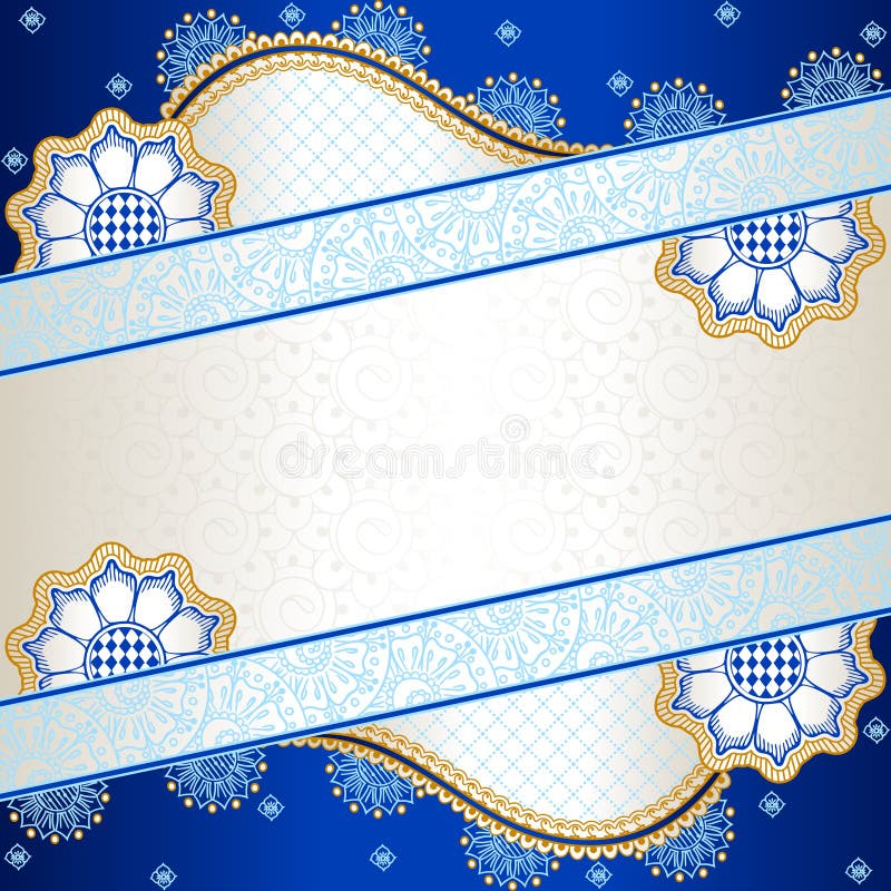 Vibrant blue banner inspired by Indian mehndi royalty free illustration Vibrant blue banner inspired by Indian mehndi royalty free illustration