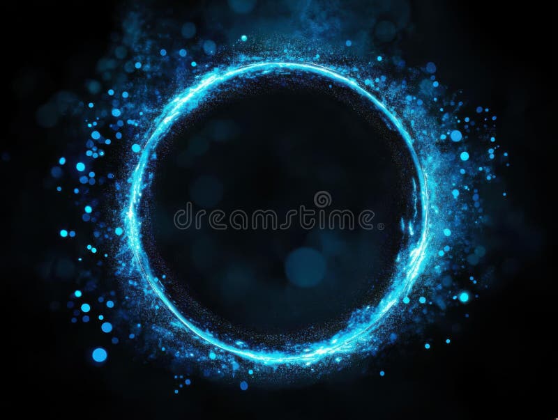 Vibrant Blue Circular Light Effect Technology Digital Media Background stock illustration