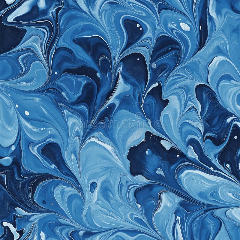 Vibrant blue marble pattern art fluid abstract design