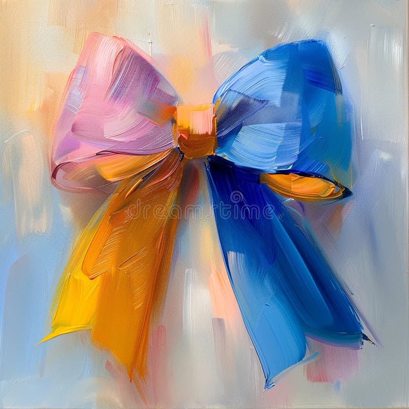 A vibrant bow in pastel shades rests against a softly blended background, exuding charm vector illustration