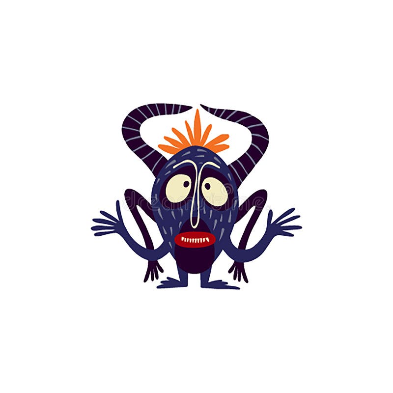 Vibrant Strange Demon with creepy face. Halloween Character. Character with devil face. vector illustration