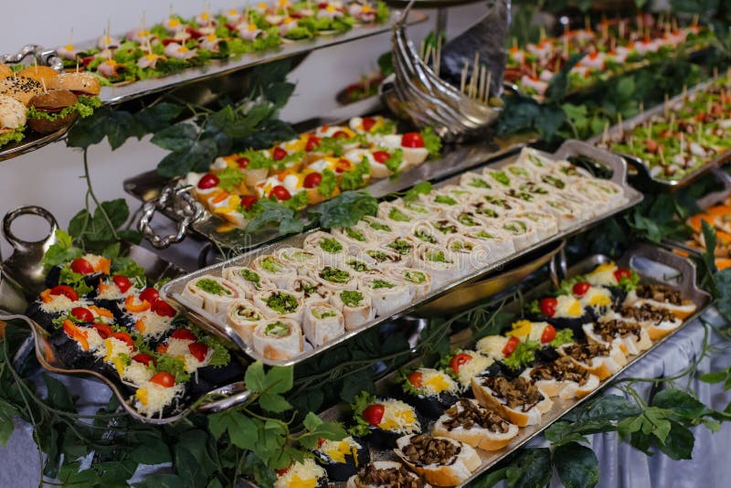 Vibrant buffet with assorted appetizers royalty free stock image