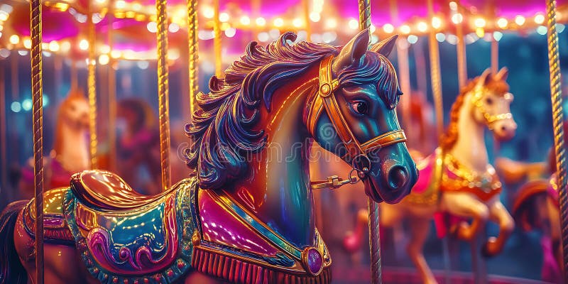 Vibrant Carousel Horse Background royalty free illustration
