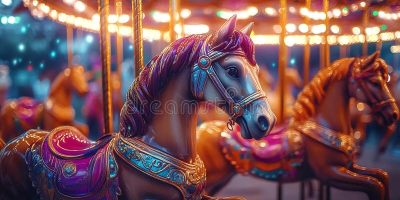 Vibrant Carousel Horse Background royalty free illustration
