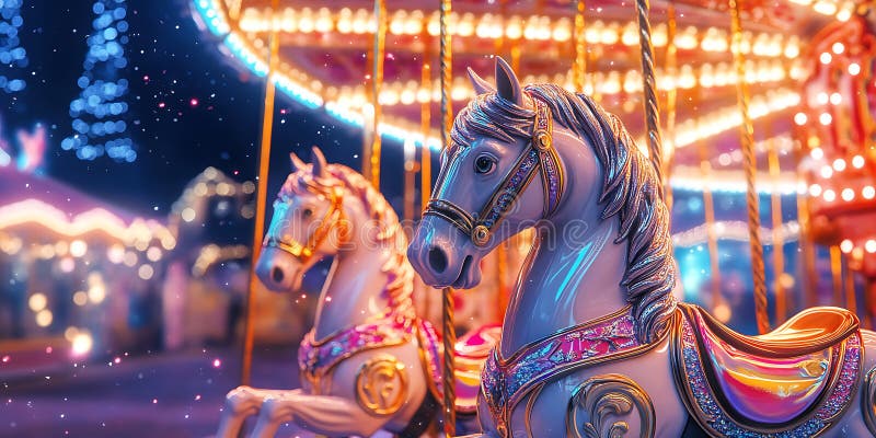Vibrant Carousel Horse Background vector illustration