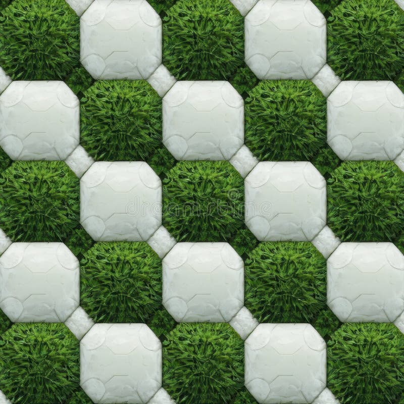 Modern Geometric Grass and White Tile Pattern stock illustration