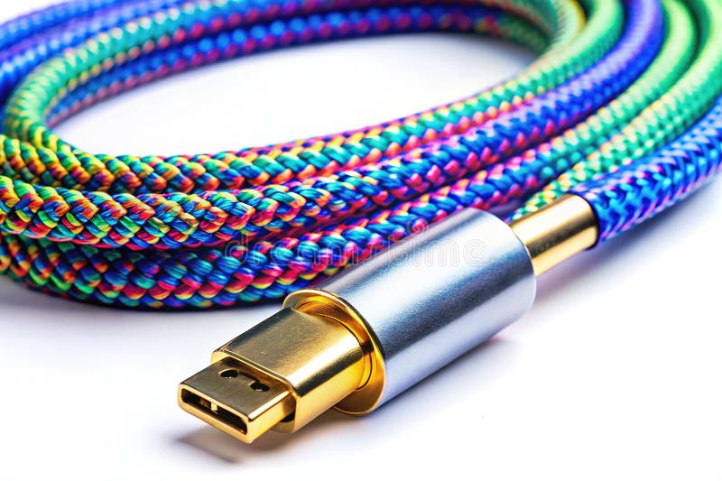 A Vibrant CloseUp of a TypeC Data Cable Connector Exploring the Colorful Details of Modern Mobile Technology vector illustration