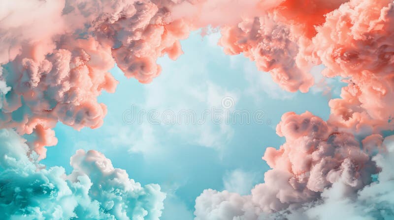 Vibrant Cloud Computing Frame Border Background with Colorful Clouds and Clear Sky royalty free illustration