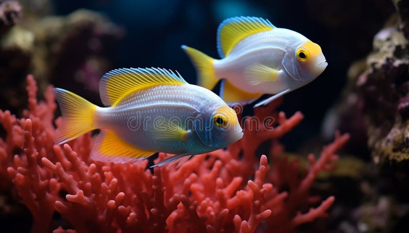 Vibrant clown fish swimming in colorful underwater reef generated by AI royalty free illustration