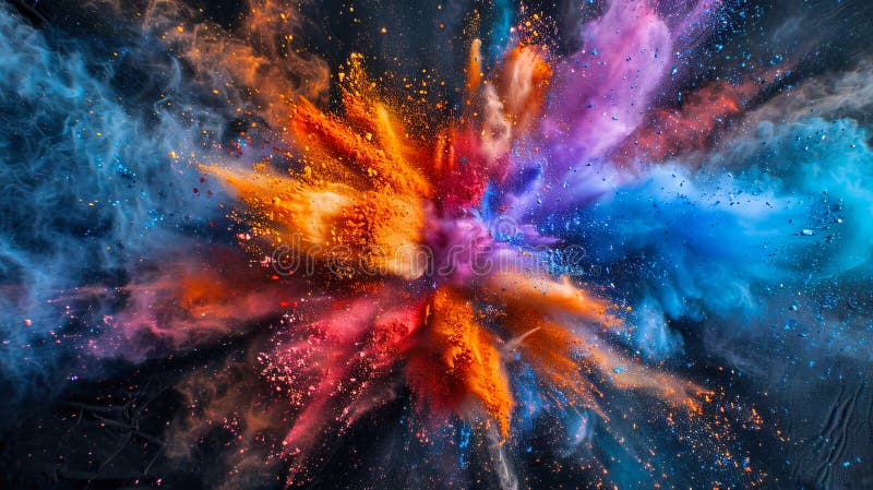 Artă abstractă de explozie de culori vibrante. această imagine creată digital afișează o explozie dinamică de culori precum portoc royalty free stock photography