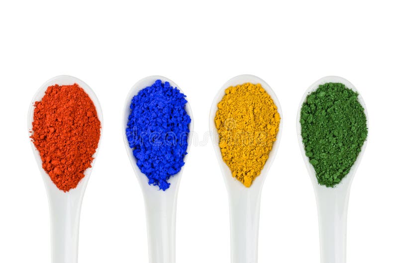 Vibrant color pigments in porcelain spoons