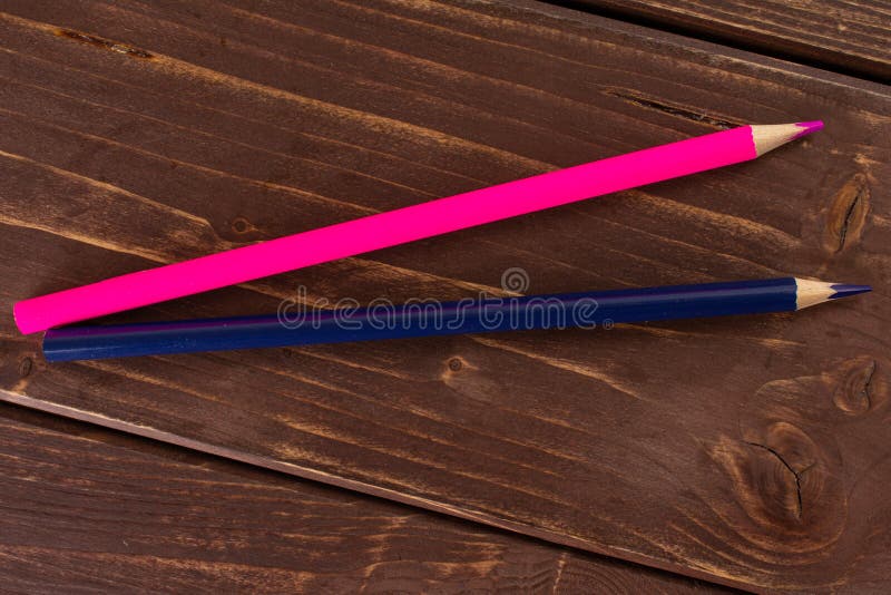 Vibrant Colored Pencil on Brown Wood Stock Photo Image of bright