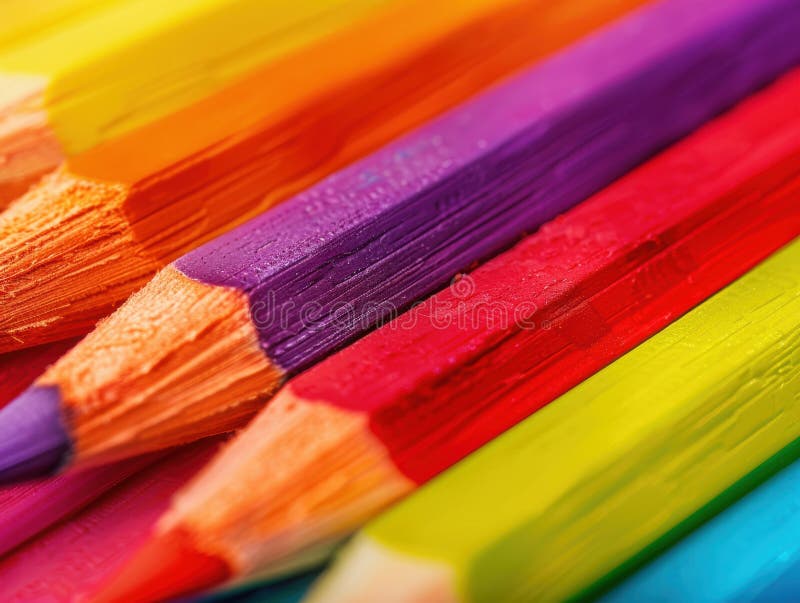 Vibrant colored pencils stock illustration. Illustration of stationery - 327172865