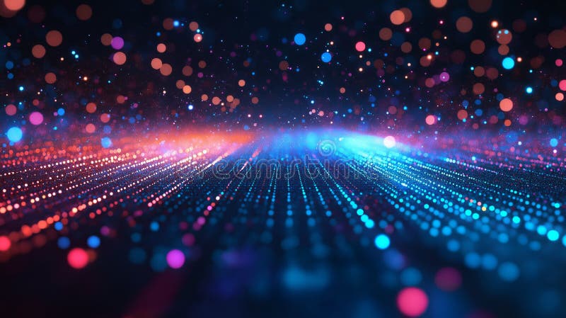 Colorful abstract background with light dots and glowing effects at night royalty free stock image