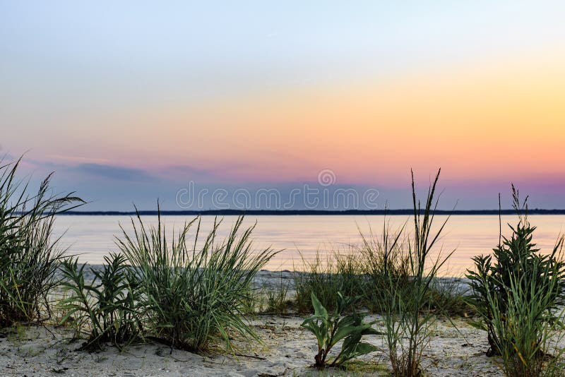 Vibrant colorful east coast sunset stock photo