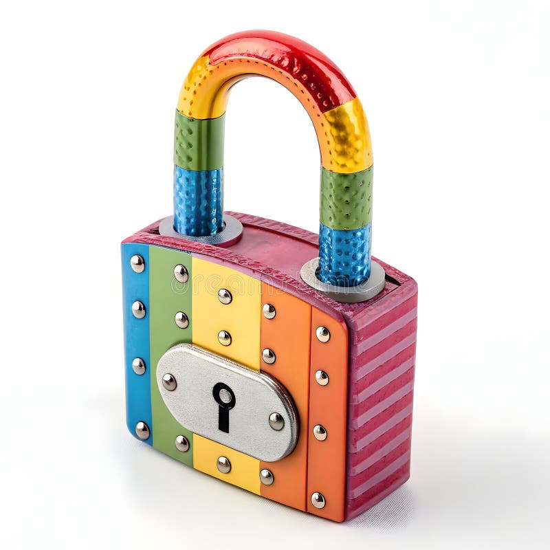 Colorful Lock Icon isolated on white background royalty free illustration