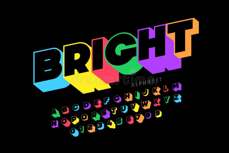 Vibrant colorful style font stock illustration