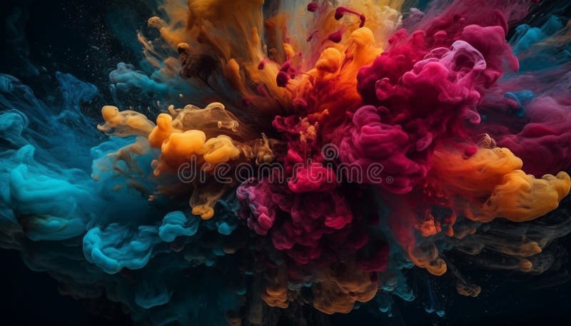 Vibrant colors mixing in abstract liquid patterns generated by AI