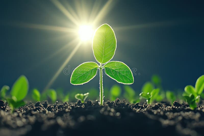 Vibrant Crop Plants Reaching for Sunlight in Lush Field royaltyfri illustrationer