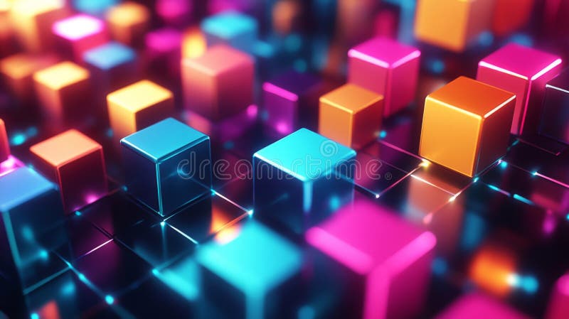 Vibrant Cubes Form A Colorful Abstract Pattern stock illustration