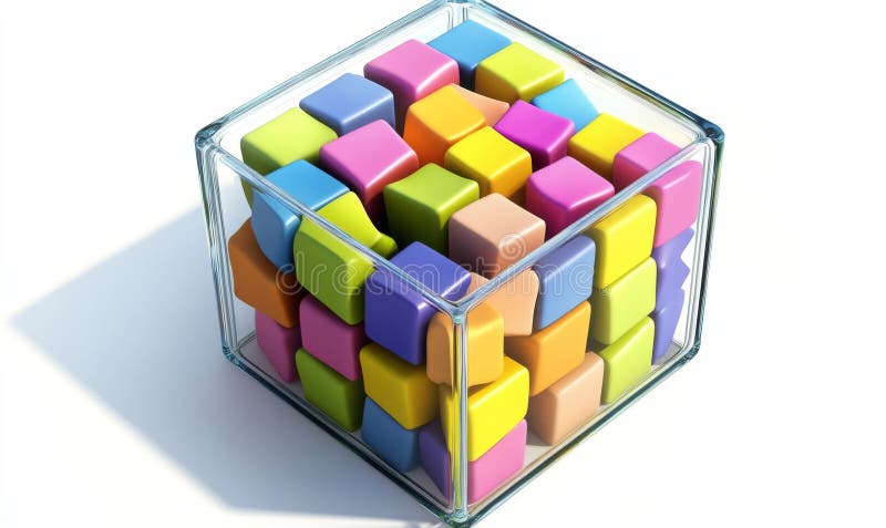 Vibrant cubes forming a colorful background in an abstract 3D render with a modern geometric design. vector illustration