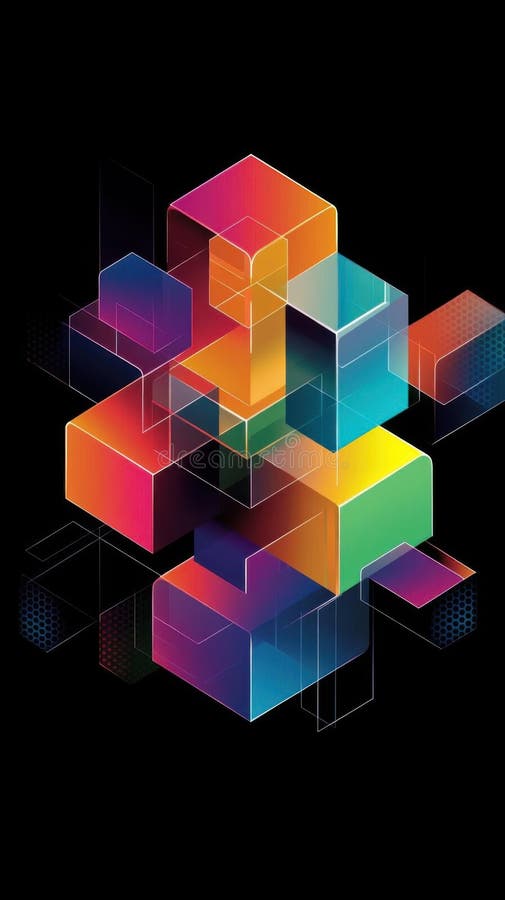 Vibrant Cubes Intersect Dynamically in Abstract Art vector illustration