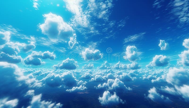 Norii cumulus vibranți zboară sus în cerul liber de vară generat de ai vector illustration