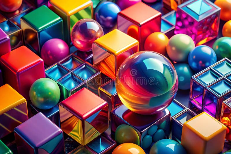 Vibrant 3D Geometric Abstract Design A Colorful Exploration of Tumbled Cubes and Solid Shapes. Immerse yourself in a dynamic display of abstract 3D geometric shapes. This captivating digital artwork showcases a mesmerizing arrangement of colorful, tumbling cubes, creating a visually stimulating and modern design. The interplay of solid shapes generates an intriguing texture, evoking a sense of depth and movement within the composition. This abstract art piece is a testament to the beauty