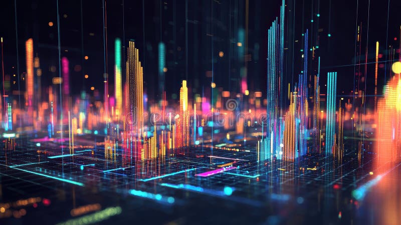 High-Tech 3D Scatter Plot of Productivity Levels Across Industries for Data Visualization Design stock images
