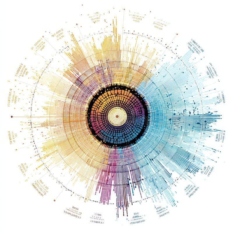 Vibrant Data Visualization of Circular Chart Representing Information stock illustration
