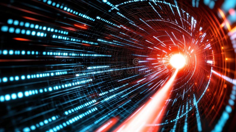 Vibrant depiction of quantum communication network, showcasing dynamic data flow royalty free stock photos