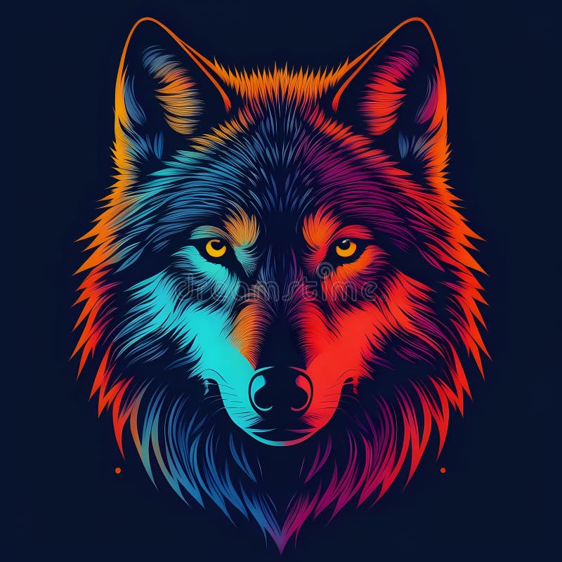 Vibrant Depiction of a Wolf Using Minimal Design Elements and Bright Colors - Generated by Ai ...