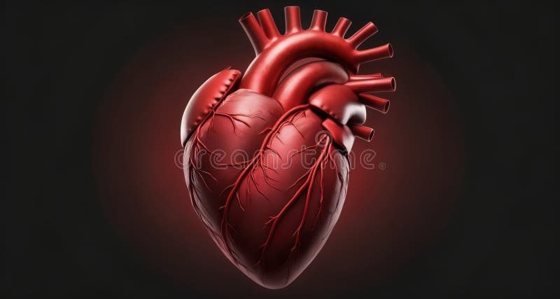 A vibrant, detailed 3D rendering of a human heart royalty free illustration