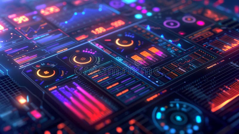 Colorful Data Visualization Dashboard Showcasing Various Analytics and Metrics in a Vibrant Digital Interface Design stock images