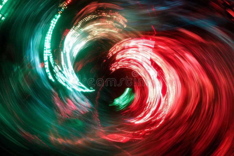 Vibrant digital storm illustrating stock market data with swirling lights and contrasting colors royalty free stock photo