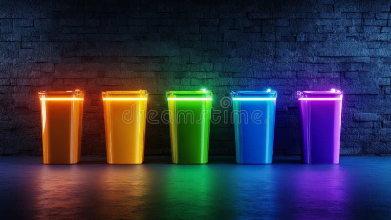 Modern Transparent Recycling Bins in a Sorting Plant vector illustration