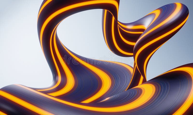 Vibrant and dynamic abstract 3D flowing ribbon, brush stroke design element on soft gradient background. Modern simple backdrop vector illustration