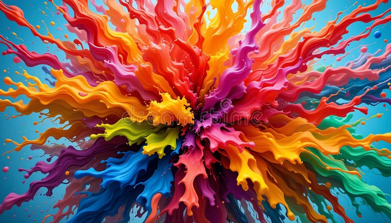 Vibrant Color Explosion Dynamic Joyful Abstract Painting Stock ...