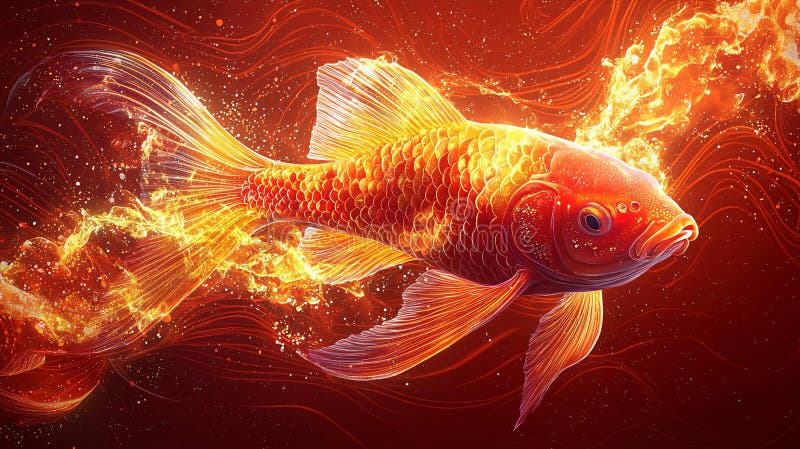 Burning fish royalty free illustration