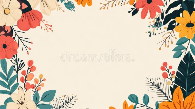 Vibrant Floral Border Design with Space for Text royalty free stock image