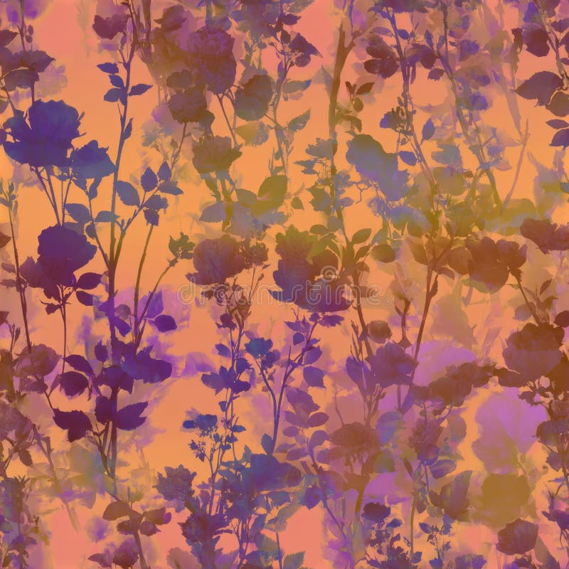 Vibrant Floral Pattern with Colorful Roses on Warm Background. stock photos