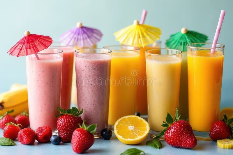 Vibrant Fruit Smoothies Presentation royalty free illustration