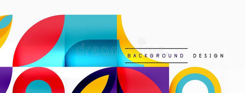 Electric blue and magenta circles and squares pattern on white background vector illustration